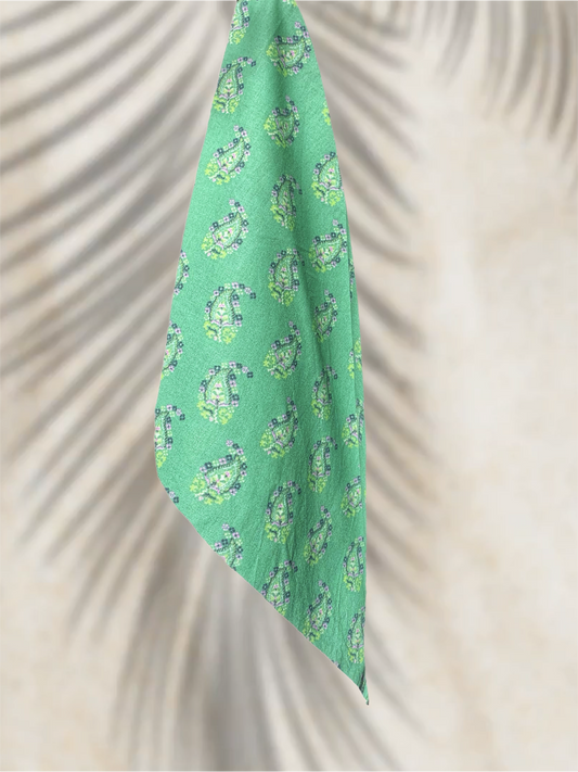 bandana vert paisley coton Valrôme made in France motif provencaux