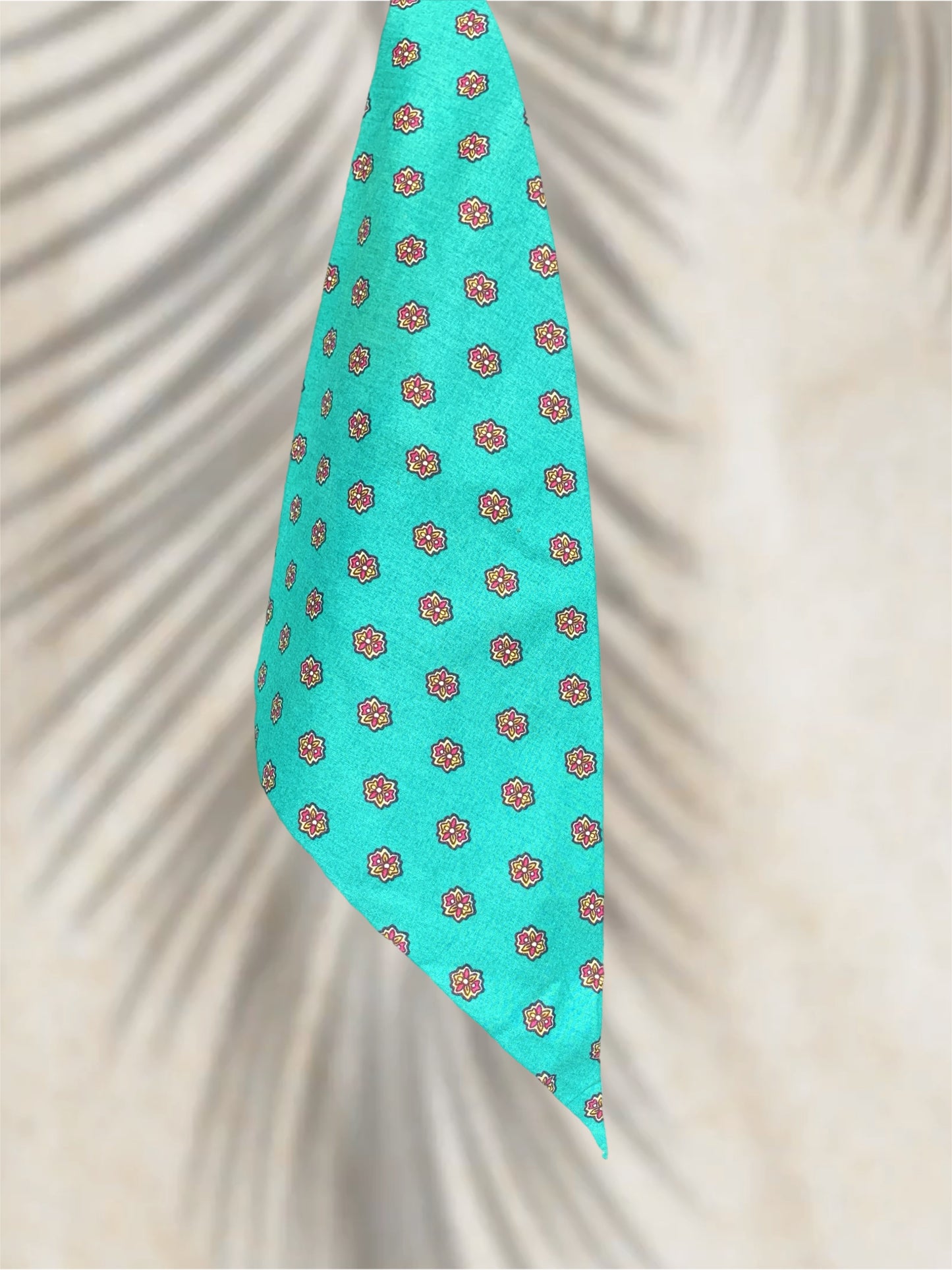 bandana turquoise coton Valdrôme Made in France