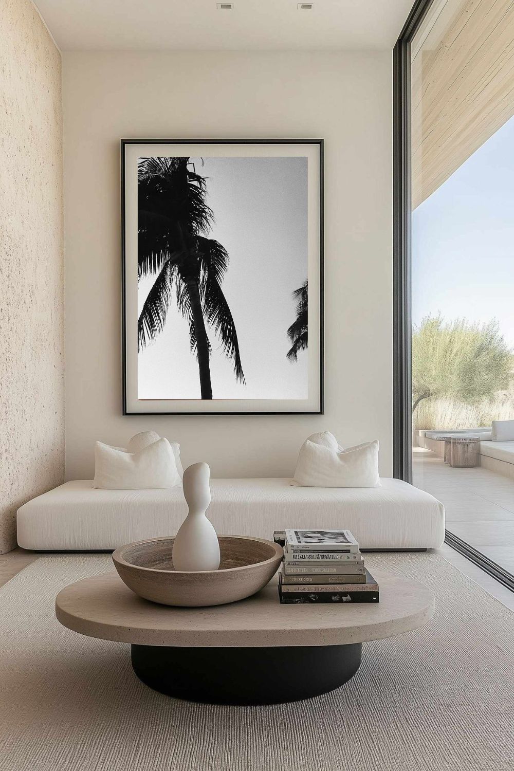 Tirage photo fine art noir et blanc de palmiers en silhouette sur ciel dégradé