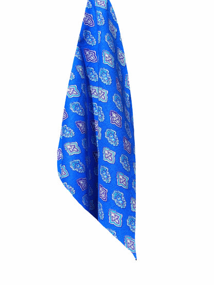 bandana bleu indiennes coton Valdrôme Made in France 