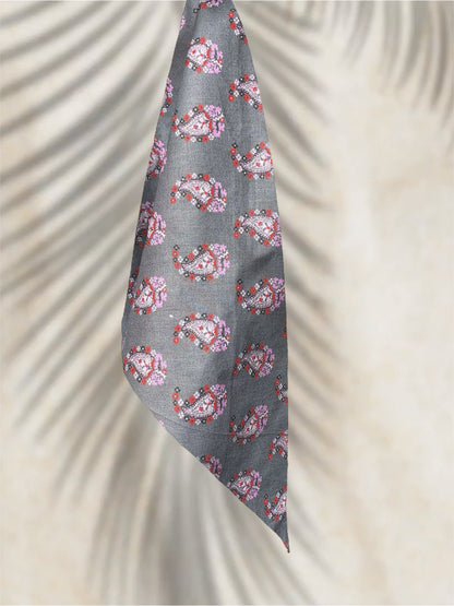 bandana gris paisley coton Valrôme made in France motif provencaux