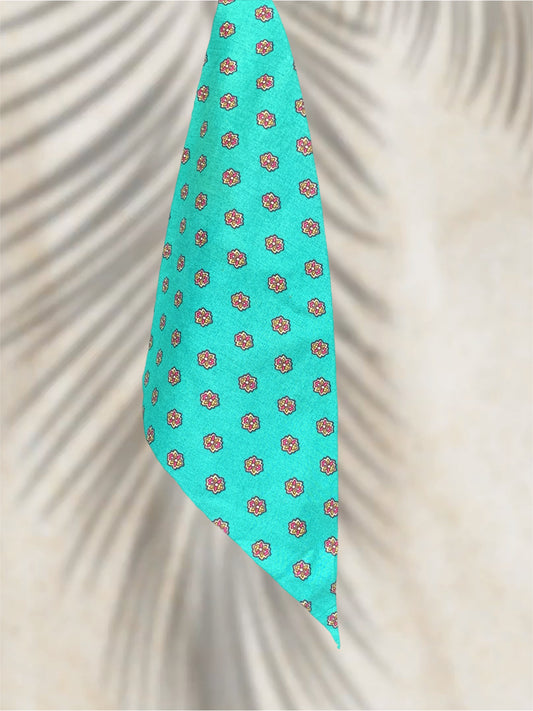 bandana turquoise coton Valdrôme Made in France 
