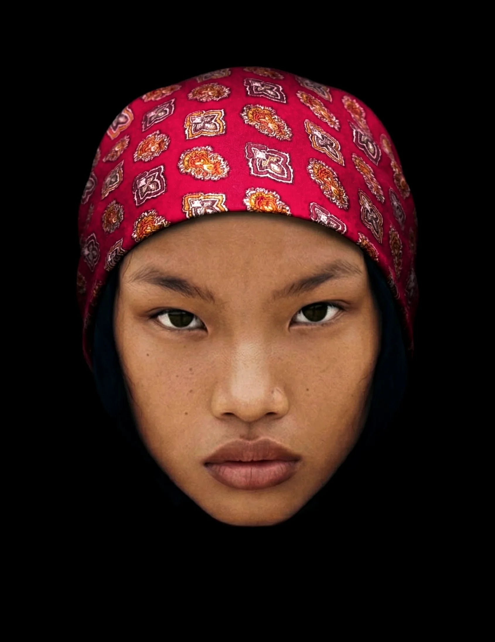 Bandana rose fuchsia motif indiennes coton Valdrôme made in France accessoire textile provençal