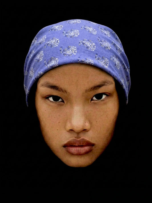 Bandana violet motif paisley provençal coton made in France accessoire tendance bohème